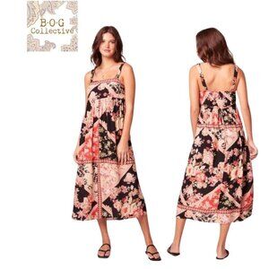 Collective Anthem of the Sun Patchwork Floral Print Sleeveless Midi Dress XS